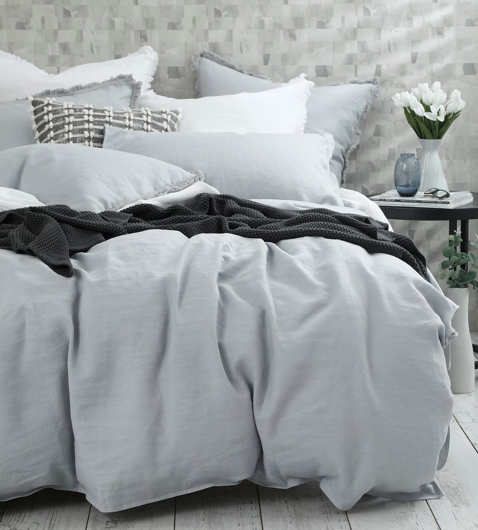 MM Linen - Laundered Linen Duvet Set - Pewter (Pillowcases-Eurocases-Lodge Pillowcases Sold Separately) image 1